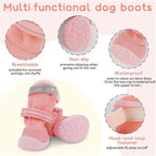 Allroaring Durable Dog Boots for Hiking Dog Shoes for Hot Pavement, Pink 2# | Water Resistant, Anti-Slip Rugged Sole, Sturdy Construction, Trail Walking, Abrasion Resistant, Breathable, Outdoor Adventure