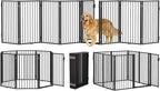 Metal Freestanding Dog Gates with Door for Outdoor Indoor,160'' Extra Wide 32'' Tall Free Standing Dog Gate for Doorways,Large Openings,Deck,Yard,Porch,Foldable Pet Fence(Black,8 Panels)