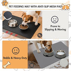 Newest Diatomite Stone Pet Feeding Mat for Dog&Cat–Super Absorbent Diatomite Fast Drying Stone Dog Food Mat, Quick Dry Dog Mats for Food and Water with Non-Slip Pad (24×16'', Dark Gray, Square)
