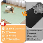 Silicone Cat Litter Mat 47" x 35" Cat Mat for Litter Box, Green | Extra Large Cat Litter Trapping Mat for Floor, Waterproof, Non-Slip Kitty Litter Box Mat with Raised Edge, Easy to Clean