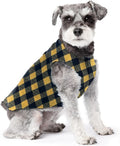 Goldpaw Stretch Fleece Dog Sweater - with Spandex for 4-Way Stretch - Soft, Comfortable Dog Coat - Machine Washable - Made in the USA - Gold Buffalo Check - Size 10