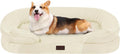 Dwanton Orthopedic Dog Bed for Medium Dogs with Gel Memory Foam, Waterproof Dog Sofa, Washable Pet Bed with Four Sided Bolster Cushion, Removable Cover & Non-Slip Bottom, 36", Beige