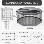 PETIME Foldable Metal Dog Exercise Pen/Pet Puppy Playpen Kennels Yard Fence Indoor/Outdoor 8 Panel 24" W x 30" H with Top Cover and Bottom Pad (Playpen+Bottom+Top Cover, 8 Panels 30" H)