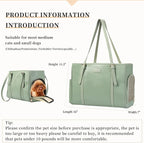 Lasaviin Fashion Dog Purse Pet Carrier Leather Bag for Small Dogs Cats Puppy, Portable Tote Bag Airline Approved Soft-Sided Carriers (Green)