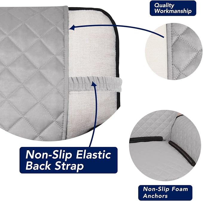 PureFit Reversible Quilted Couch Covers for Dogs Sofa Cover 4 Seater 88" | Light Gray/Light Gray, Water Resistant Couch Protector, Washable Pet Couch Cover with Non Slip and Elastic Straps For Kids