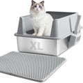 XL Stainless Steel Litter Box with Lid, Extra Large Cat Litter Box | Metal Cat Litter Box for Big Cats with High Sides, Anti-Urine Leakage,Easy Cleaning, Non-Stick, Include Scoop and Mat