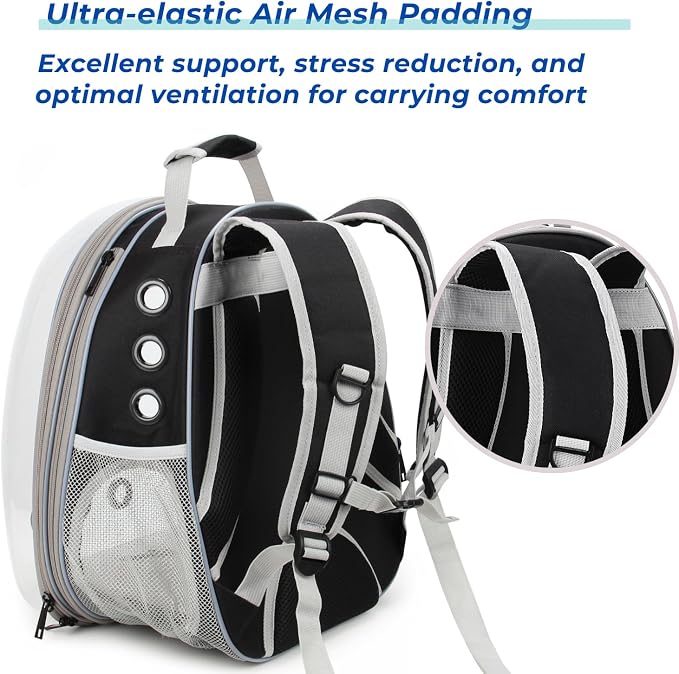 Lollimeow Cat Carrier Backpack, Expandable Bubble Pet Carrier for Cats and Small Dogs, Airline Approved Travel Backpack for Hiking, Walking & Outdoor Adventures - Supports up to 14 lbs