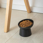 Elevated Cat Bowls, 15° Tilted Ceramic Raised Cat Food and Water Bowl Set, Whisker-Friendly Porcelain Pet Feeder Dishes for Indoor Cats and Small Dogs,Black,5.2 Inch,1 Pack
