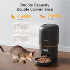 Automatic Cat Feeder, 4L Cat Food Dispenser with Anti-Jam Design, Over 180-day Battery Life, 1-6 Meals Per Day with Stainless Steel Cat Bowl, Keep Dry Food Fresh, Timed Pet Feeder Also for Small Dog