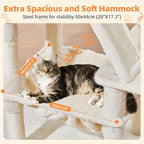 Taoqimiao Sturdy Cat Tree, 58In Cat Tower for Indoor Cats Large Adult | Spacious Cat Condo, 2 Cute Perches, Metal Frame Cozy Hammock, 1 Scratch Board, 8 Natural Sisal Posts, Basket, Beige, MS026M