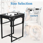 Raised Dog Bowl for Large Dogs,Elevated Dog Bowls Steel Dog Bowls for Food & Water (DB05-BLACK, 20inch 4L)