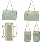Lasaviin Fashion Dog Purse Pet Carrier Leather Bag for Small Dogs Cats Puppy, Portable Tote Bag Airline Approved Soft-Sided Carriers (Green)