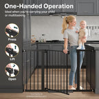 Cumbor Pack of 2 Extra Wide Baby Gate for Stairs, 29.7–51.5" Pressure Mounted Dog Gate for Doorways, Auto Close Safety Pet Gate, Easy Walk Thru Wide Child Gate, Black, Mom's Choice Award Winner