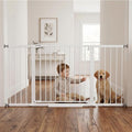 Mumeasy 36-63" Extra Wide Baby Gate for Stairs, 28.74" Walk Through Large Dog Gate for Doorways & Hallways, Auto Close Pet Gate Indoor, Pressure Mounted Child Wide Long Safety Gate for House, White