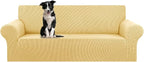 Stretch Oversized Couch Covers for Sofa Slipcover,Champagne | 1-Piece Washable Sofa Cover (94"-110") 4-Seater Furniture Protector, Soft Jacquard Non-Slip Elastic Bottom for Dogs & Kids