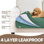 PAWFINITY Waterproof Bed Cover for Dogs, Pet Blanket for Mattress Washable | Paw Print Quilted, Hair Resistant, Anti Cat Scratch, Pee Proof Furniture Protector for Cal King Bed, 82x102 Inch, Green
