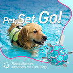 QDAN Dog Toys Soccer Ball with Straps, Pool Dog Water Toy, Outside Ball | 6 Inch Herding Ball for Small Dogs, Puppy Toy, Outdoor Toys Balls for Dogs to Keep Them Busy, Dog Birthday Gift, Lake Blue