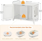 HOOBRO Litter Box Enclosure, Cat Litter Box Furniture with Removable Divider, Large Hidden Litter Box Furniture, Wooden Cat House, End Side Table, 31" L x 17.5" W x 19.7" H, White WT03MW01G2