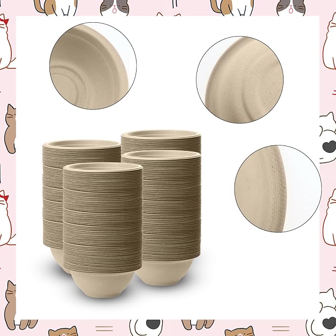 Disposable Pet Food Bowls, Thickened Disposable Pet Bowls, 200pcs Pet Disposable Feeding Bowls for Kittens, Puppies, Wet and Dry Food (220ml/8oZ)