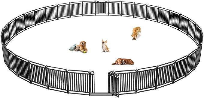 Puppy Playpen Dog Playpens Fence Outdoor Thickened Metal Tube, Low Threshold Dog Play Pen Indoors, 32" Height 36 Panels for Small/Medium/Large Dogs (Black)