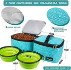 PetAmi Dog Travel Bag Organizer, Pet Travel Kit with 2 Food Containers & 2 Collapsible Dog Bowls, Pet Supplies Tote with Luggage Sleeve, Weekend Road Trip Camping Essentials, Teal Blue, Large