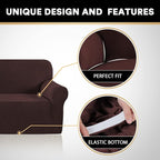Stretch Loveseat Sofa Cover Slipcover Couch Cover for 2 Cushion Sofa Washable Sofa Cover for Pets Friendly Furniture Protector Covers with Non Slip Bottom(Loveseat, Brown)