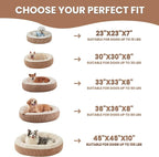 45 inches Calming Donut Dog Bed for Extra Large Dogs,Brown | Round Jumbo Pet Bed with Removable&Washable Cover,Plush Faux Fur & Corduroy, Fits Pets up to 100 lbs