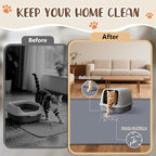 Cat Litter Mat for Litter Box 42" x 28", Large Silicone Mat, Dark Grey | Waterproof Litter Trapping Mat with Residue Collection Pocket, Raised Edge, Non-Slip Pet Placemat for Floors