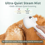 3-in-1 Self-Cleaning Shedding Steam Brush for Dogs & Cats | USB Rechargeable, One-Touch Fur Remover, Anti-Static & Reduces Shedding, Mist Spray Comb for Long & Short-Haired Pets