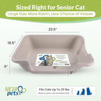 KittyGoHere 2.0 Easy-Entry Cat Litter Box – Large Open-Top Low Entrance Litter Pan with Higher Sides & Two Entrances – Ideal for Senior & Arthritic Cats – Made in USA (Grey) | Large Open - Top Low Entrance Litter Pan With Higher Sides & Two Entrances D...