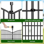 No Dig Decorative Garden Fence 10 Panels, 48 in (H) x 22.6 ft (L), Dog Fence Outdoor for Yard, Rustproof Metal Animal Barrier Ground Stakes Fencing for Garden, Patio, Flower Bed