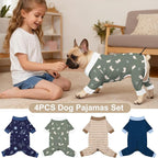 Bienbee Dog Pajamas, 4 Pack Adjustable Onesies for Small to Large Dogs XS | Dog Shedding Suit with Soft Fabric, Breathable & Stretchy, and Adjustable Back Length for Sleeping Lounging and Daily Use