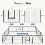 DUMOS Dog Playpen Indoor, Metal 24 Inch 16 Panels Foldable Pet Fence with Door, Outdoor Small Medium Large Dog Puppy Portable Exercise Play Pen for RV Camping, Trips, Play Yard