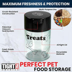 Tightpac Pawvac 1 to 6 Ounces Container, Airtight Pet Food and Treats Storage Jar - Patented Vacuum Seal Container for Pet Food, Treats and other Dry Goods - Clear with Treats