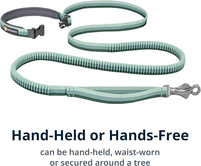 Ruffwear, Roamer Bungee Dog Leash for Running, Biking or Hiking, Can be Used Hand-Held or Hands-Free, River Rock Green, 7.3'-11'