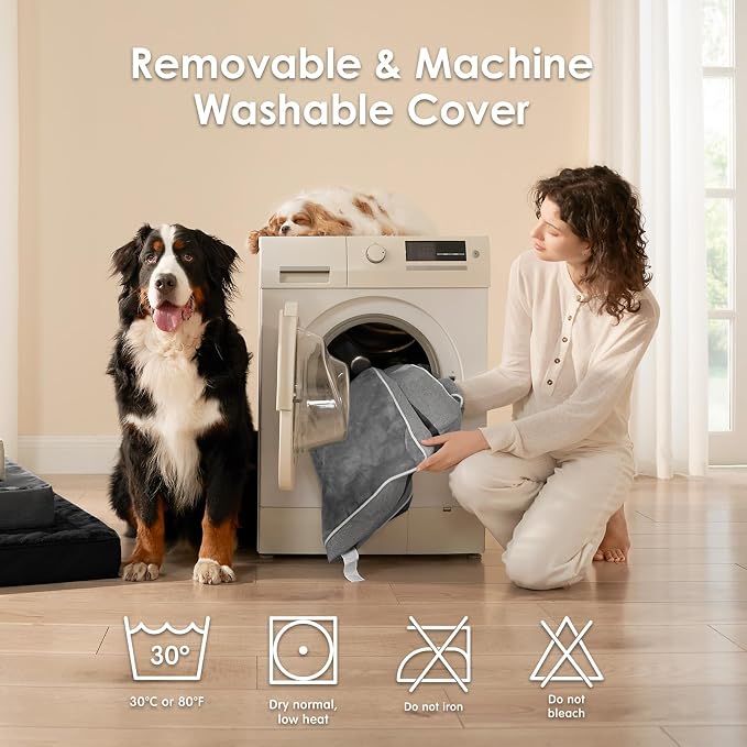 EHEYCIGA Washable Dog Crate Bed for Medium Dogs, 30x20Inch, Black | High Density Egg Crate Foam, Orthopedic Memory Foam, Removable Easy Clean Cover, Non-Slip Bottom, Fits Crate, Floor and Sofa
