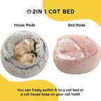 YUDANSI Cat Bed Hooded for Indoor Cats, Dog Bed with Large Covered Hood for Small Dogs Cats Puppy Kitty, Anti Anxiety Donut Cuddler, Anti Slip Plush Faux Fur Enclosed Pet Nest (Washable)(Gray-20inch)