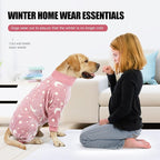 Dog Fleece Pajamas Large Dog 4 Legs Winter Clothes for Dog Fit Warm Jumpsuit for Dogs (Gray, XXXL)