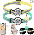 Smart QR Code Cat Collar 2-Pack, Breakaway Reflective Collar with Digital ID Tag - The Smart Upgrade to Personalized Name Collars, Adjustable with Bell (Yellow & Green)