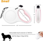 Fida Retractable Dog Leash for Small Breed up to 26 lbs, 16 ft Pet Walking Leash with Dispenser and Poop Bags, Anti-Slip Handle, Reflective Strong Nylon Tape, One-Handed Brake (S, White & Pink)
