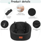 Lealchum Dog Car Seat for Small Dogs Up to 30 Lbs,Ultra Soft Fabric Fill in Comfy Memory Foam,Happy Pet Ride,2 Safety Dog Leashes,Fully Detachable and Washable,Anti Slip Base(Black)