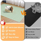 Silicone Cat Litter Mat 42" x 29" Cat Mat for Litter Box, Green | Extra Large Cat Litter Trapping Mat for Floor, Waterproof, Non-Slip Kitty Litter Box Mat with Raised Edge, Easy to Clean