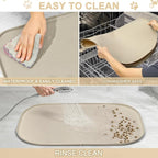 SMILOOL 36" x 24" x 1" Extra Large Silicone Pet Food Mat with Raised Edge for Food and Water Bowl, Dog Feeding Mats, Cat Food Trays for Floor Waterproof, Rubber Tray for Dogs and Cats, Beige