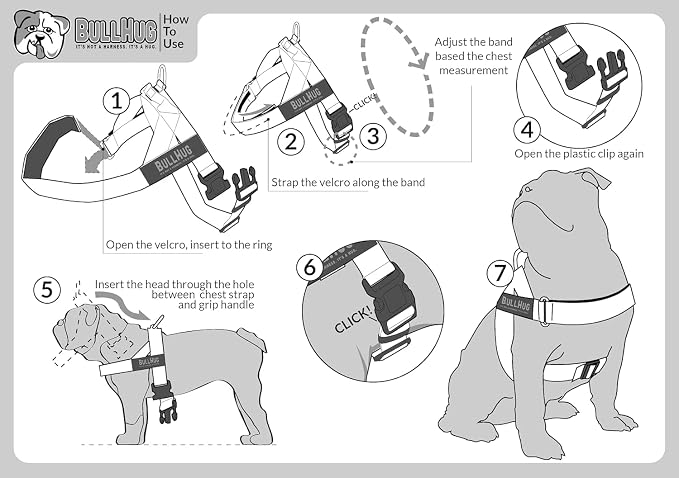 BULLHUG Adjustable Dog Harness– No Pull, No Choke – for English Bulldogs, French Bulldogs, Pugs & Broad-Chested Breeds – Easy, Safe Walks (Donuts, Small)