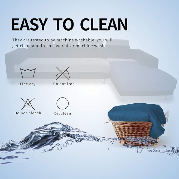 Easy-Going Sectional Couch Covers for Dogs L Shape Sofa Cover Reversible Sofa Slipcover Chaise Lounge Cover Furniture Protector Cover for Pets Dog Cat (42 x 68 inches, Peacock Blue/Peacock Blue) | Soft Sofa Slipcover For Dogs, Fits Left/Right Chaise Lo...