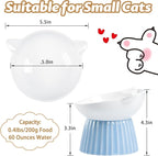 Ceramic Raised Cat Bowl，Tilted Raised Cat Bowl Anti Vomit Cat Bowls for Indoor Cats Whisker Friendly Pet Feeder for Cats Puppies, Microwave and Dishwasher Safe, Blue
