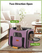 Morpilot Cat Carrier - Cat Carrier Soft for Medium or Large Cats up to 20lbs, with Dual-Sided Cushion, Secure Buckle and Foldable Bowl, Dog Carriers for Small Dogs(Purple)-17.3" L x 12.2" W x 13.4" H