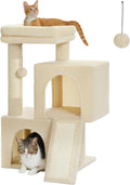 PAWZ Road 30" Cat Tower, Small Cat Tree with 2 Condos for Indoor Cats | cat trees for small cats,cat houses with scratching ramp and posts,dual condos&top perch for multi-cat