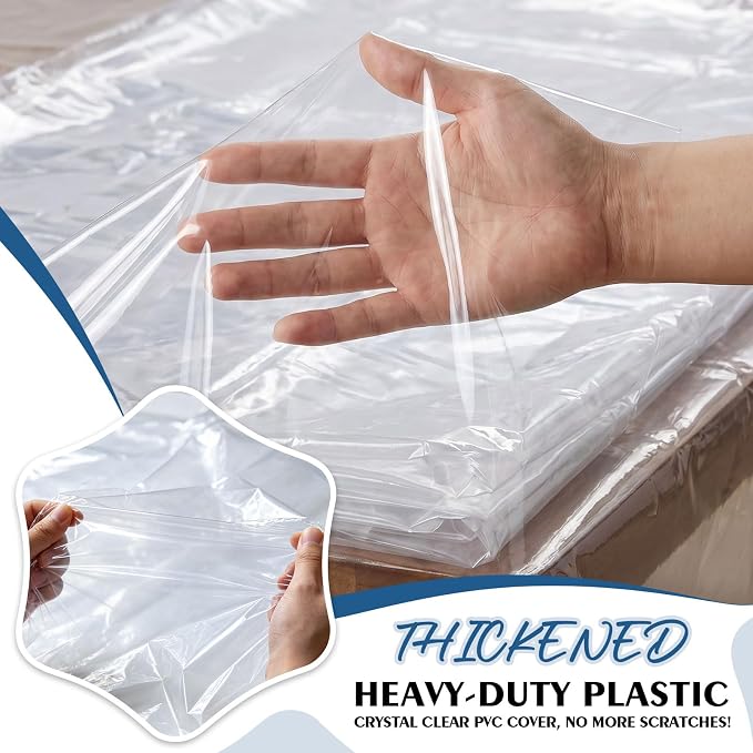 TAOCOCO Plastic Couch Cover 96" W Heavy Duty Clear 3 Seat Sofa Covers, Thick Vinyl Plastic Cover for Protection Against Cat & Dog Clawing, Waterproof & Dustproof Sofa Protector for Storage and Moving