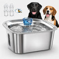 PETNF 2.1-Gallon Stainless Steel Dog Water Fountain for Large Dogs, Dog Water Bowl Dispenser with 4 Filters, Visible Water Window, Quiet Pump & LED Low-Water Indicator